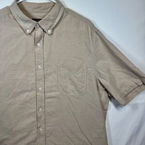 George Button Down Shirt Short Sleeve Casual Khaki Mens Sz‎ XL